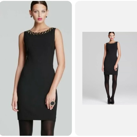 NWT DKNY Cut Out Studded Beaded Sheath Dress - Picture 4 of 6